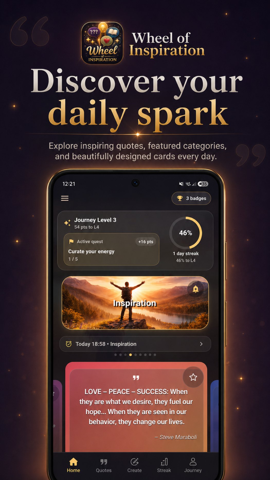 Discover your daily spark in Wheel of Inspiration