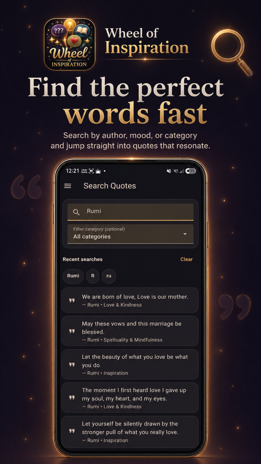 Search quotes by author, mood or category